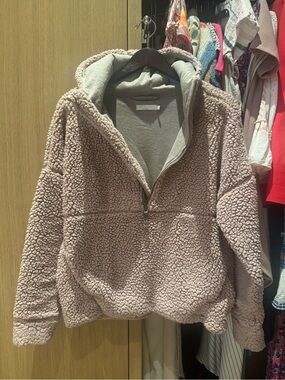 Women's Prana Quarter Zip Sherpa Hoodie - Dusty Rose